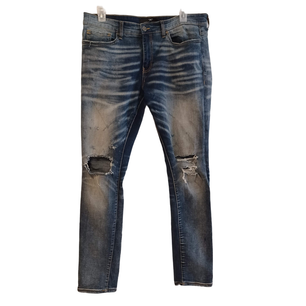 Jordan Craig Legacy Edition Blue Denim Sean Tapered Men's Ripped Jeans 36/34
